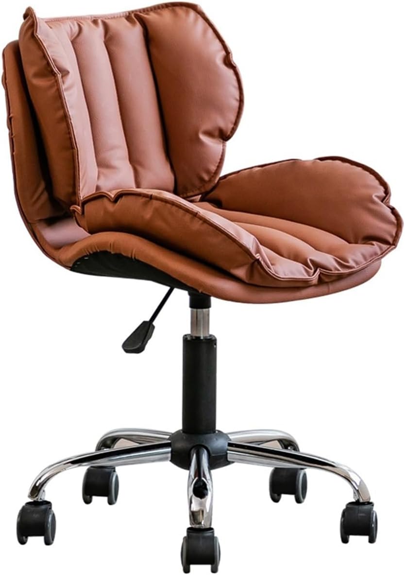 Sedie Senza Braccioli Con Cuscino Spesso Regolazione Dell'altezza Sedia Da Ufficio Reclinabile Sedie Direzionali Con Schienale Medio Sedia Ergonomica In Pelle Per Computer(Bruin,B)