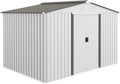 Outsunny Casetta da Giardino 5m² in Acciaio Zincato con kit Fondazione, Prese d'Aria, Capanno da Giardino con Tetto Inclinato, Doppia Porta Scorrevole Bloccabile, Capanno Porta Attrezzi, Bianco
